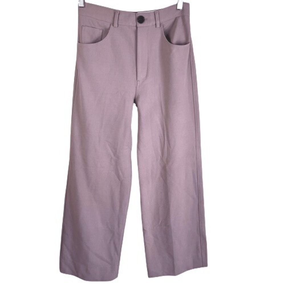 Zara Womens High Rise Wide Leg Trouser Size US Small Career Wear Comfort Stretch